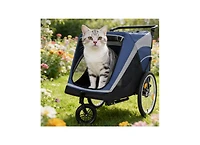 Zeus & Ruta 2-in-1 Cat Trailer Cart with Detachable Hitch Push Handle Quick Release Wheel Storage