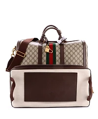 Pre-Owned Gucci Tall Savoy Web Convertible Duffle Bag Gg Coated Canvas