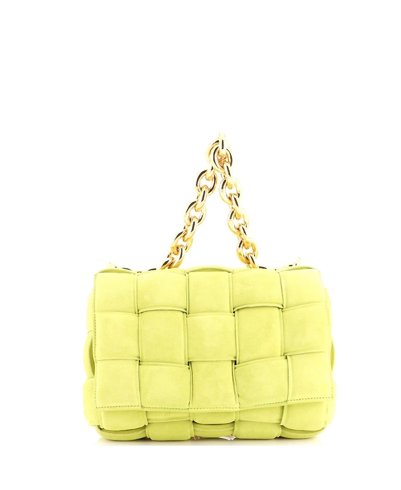 Pre-Owned Bottega Veneta Cassette Chain Crossbody Bag Padded Maxi Intrecciato Suede