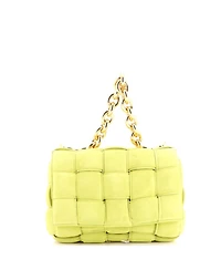 Pre-Owned Bottega Veneta Cassette Chain Crossbody Bag Padded Maxi Intrecciato Suede