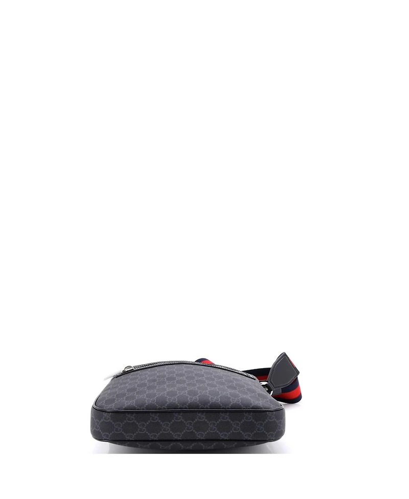 Pre-Owned Gucci Medium Web Strap Front Zip Messenger Bag Gg Coated Canvas