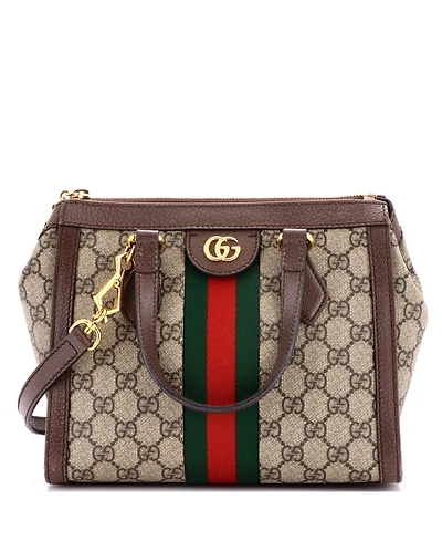 Pre-Owned Gucci Small Ophidia Top Handle Tote Gg Coated Canvas with Leather