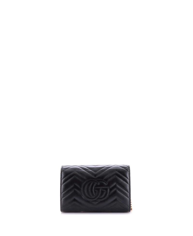 Pre-Owned Gucci Mini Gg Marmont Chain Wallet Matelasse Leather