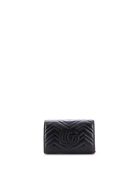 Pre-Owned Gucci Mini Gg Marmont Chain Wallet Matelasse Leather