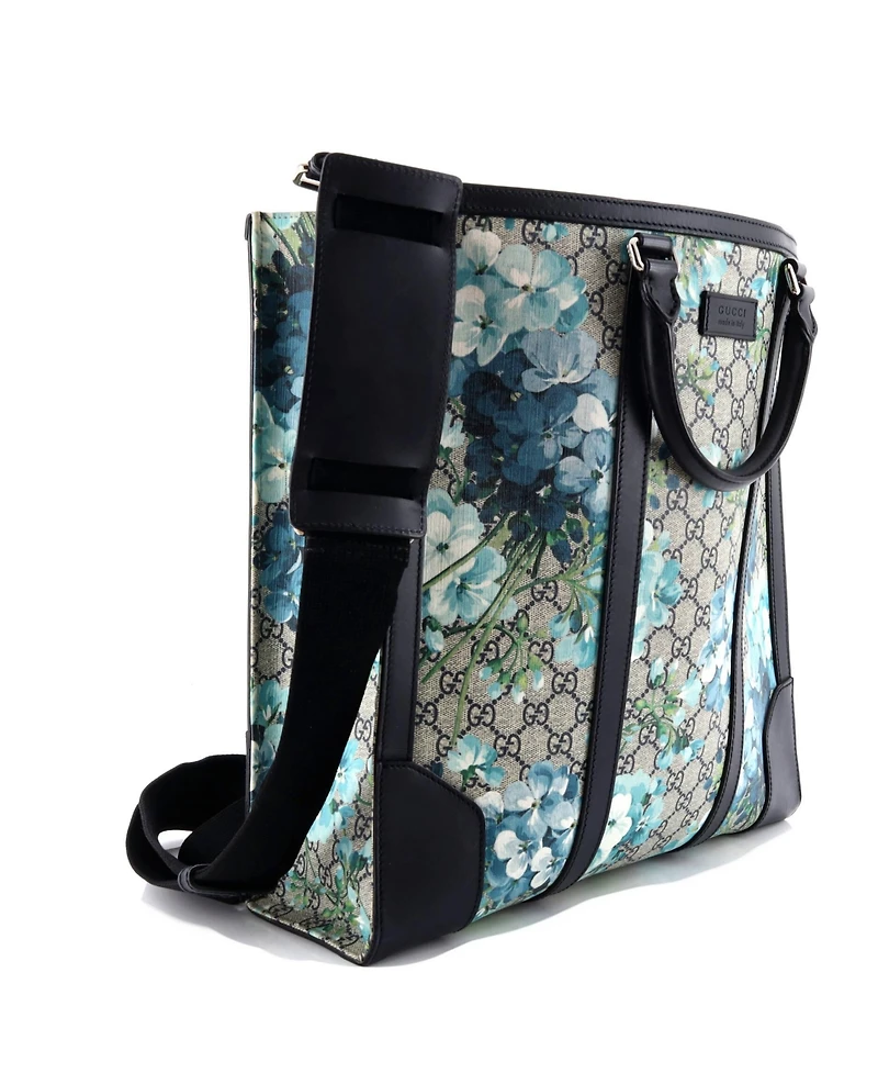 Pre-Owned Gucci Tall Convertible Tote Blooms Print Gg Coated Canvas