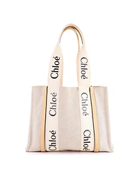 Pre-Owned Chloe Medium Woody Tote Canvas with Leather