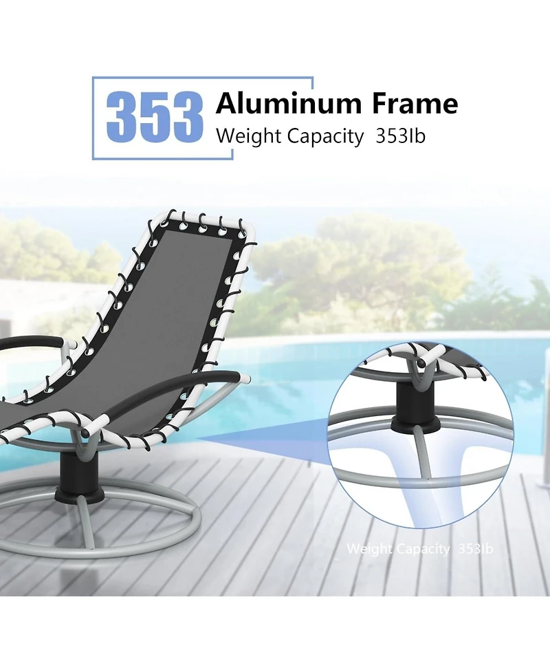gaomon 360degree(s) Swivels Outdoor Chaise Lounge,Outdoor Chaise Lounge with Textilene Fabric and Heavy Duty Iron Frame, Adjustable Recliner for Patio