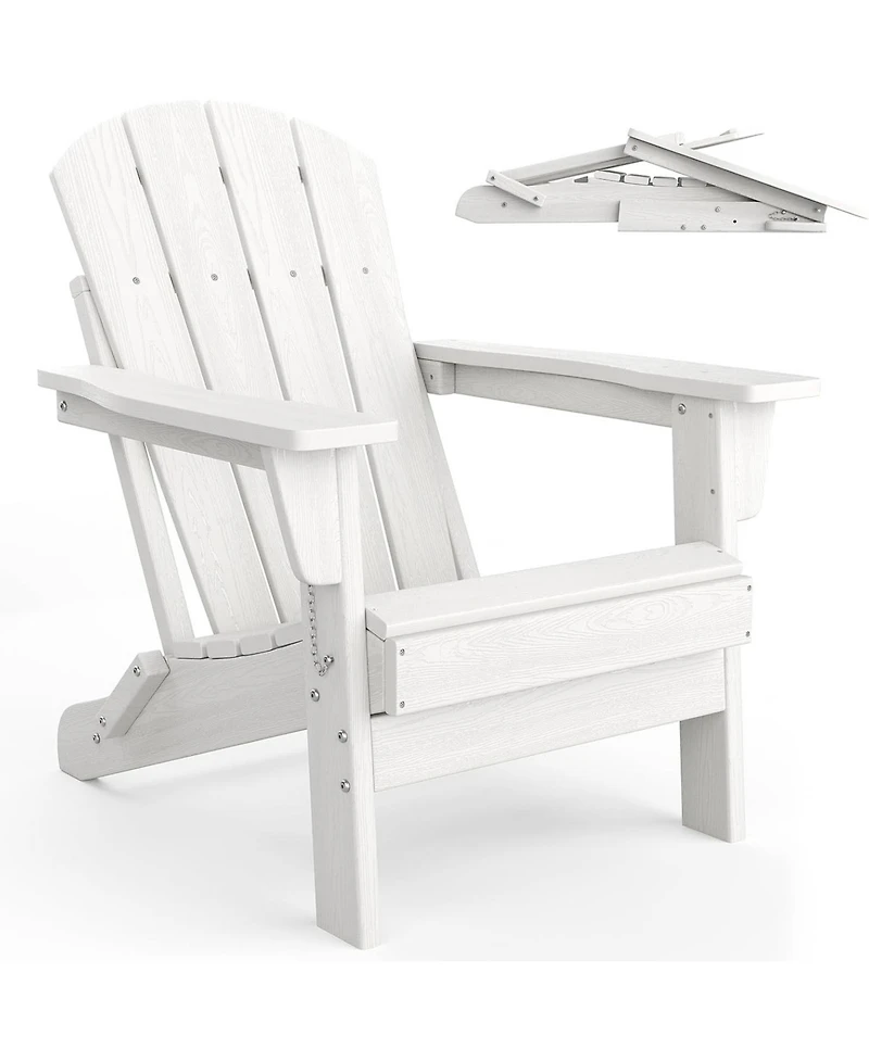 gaomon Folding Adirondack Chairs Set of 6, Hdpe Plastic Outdoor Chairs with Wood Texture 380 Lbs & Weather Resistant for Fire Pit, Deck, Patio, Pool