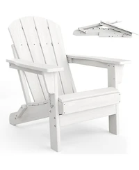 gaomon Folding Adirondack Chairs Set of 6, Hdpe Plastic Outdoor Chairs with Wood Texture 380 Lbs & Weather Resistant for Fire Pit, Deck, Patio, Pool