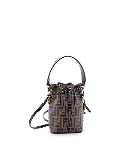 Pre-Owned Fendi Mini Mon Tresor Bucket Bag Zucca Embossed Leather
