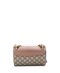 Pre-Owned Gucci Small Pearly Padlock Shoulder Bag Gg Coated Canvas with Studded Leather