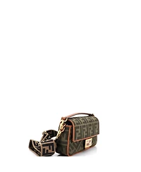 Pre-Owned Fendi Medium Baguette Nm Bag Zucca Embroidered Canvas