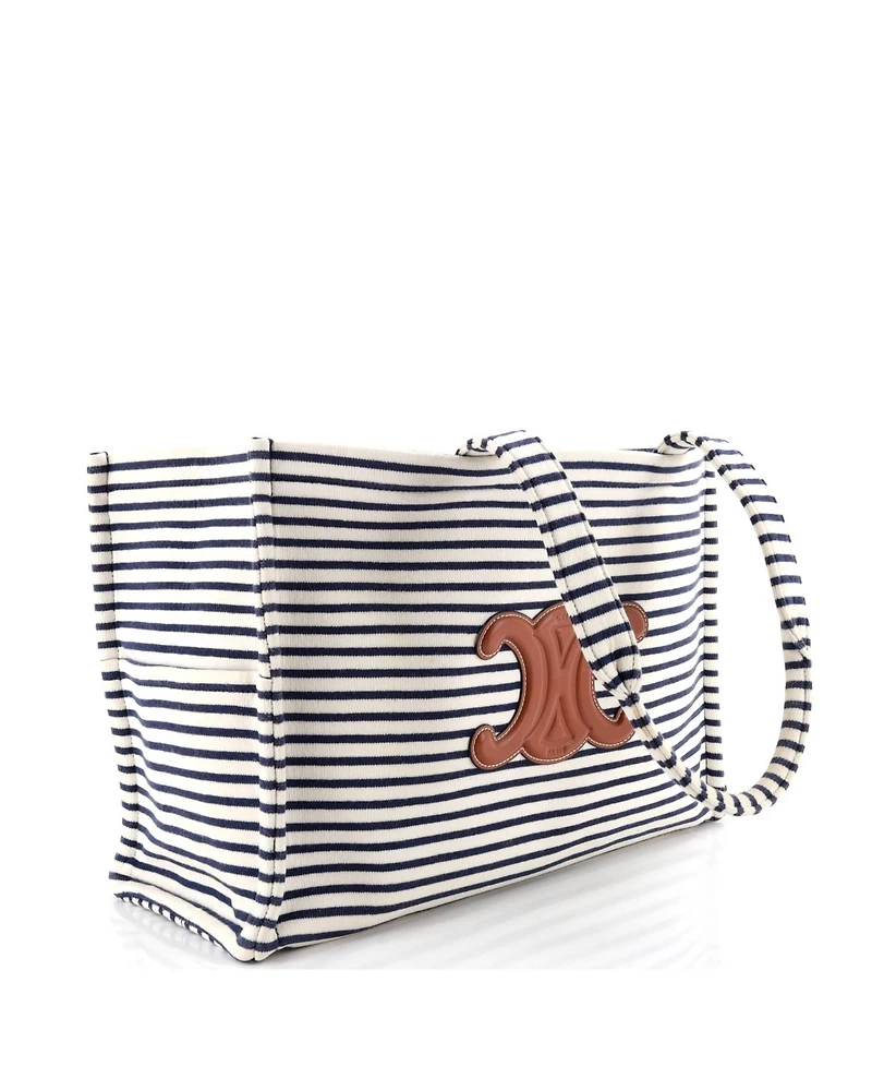 Pre-Owned Celine Large Cabas Thais Tote Triomphe Striped Canvas