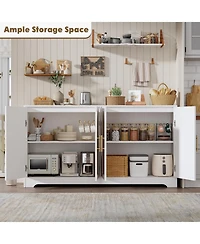 gaomon Sideboard Buffet Cabinet - Large Credenza Storage with 4 Rattan Doors, Modern Console Table Accent Coffee Bar Cabinet for Living Room
