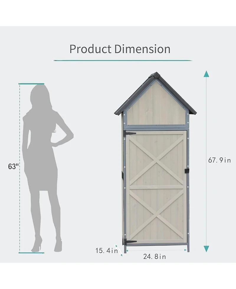 gaomon Outdoor Sheds Storage, Vertical Storage Sheds, Wooden Sheds with Metal Frame, Large Capacity Storage, Box for Backyard Garden