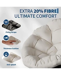 gaomon 37" Wicker Ergonomic Papasan Chair with Extra Thick Fabric Cushion and Steel Frame