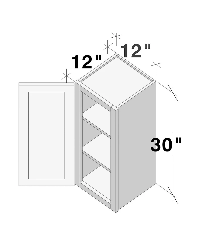 Boyel Living W12" x H30" Full Overlay Glass Cabinet Door for Custom Wall Cabinetry