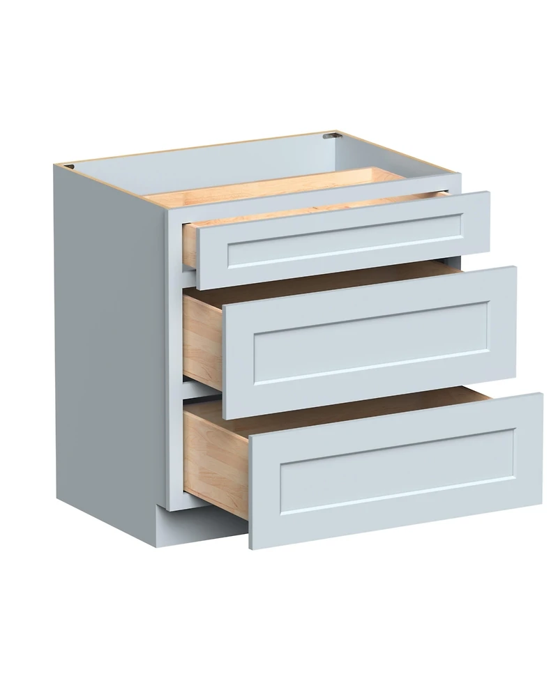 Boyel Living Dove Grey Rta Drawer Base Cabinet with Hdf Full Overlay Doors and Solid Wood Dovetail Drawers