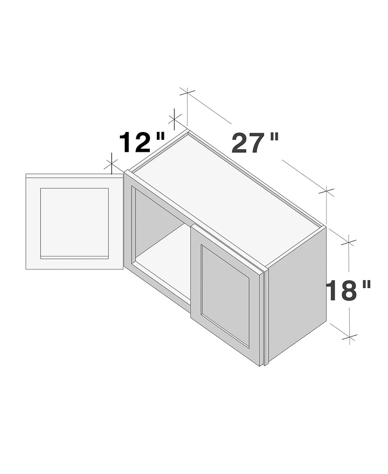 Boyel Living W27" Dove Short Wall Cabinet with Full Overlay Hdf Door for Custom Kitchen or Bathroom