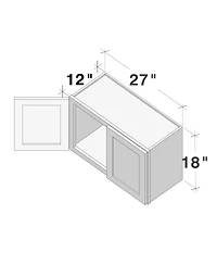 Boyel Living W27" Dove Short Wall Cabinet with Full Overlay Hdf Door for Custom Kitchen or Bathroom