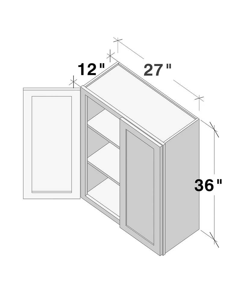 Boyel Living W27" Dove Wall Cabinet with Full Overlay Hdf Door for Custom Kitchen or Bathroom