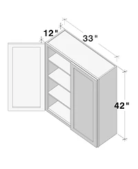 Boyel Living W33" Wall Cabinet with Full Overlay Hdf Door for Custom Kitchen or Bathroom