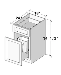 Boyel Living W18" Waste Basket Base Cabinet with Full Overlay Hdf Door and Dovetail Drawer