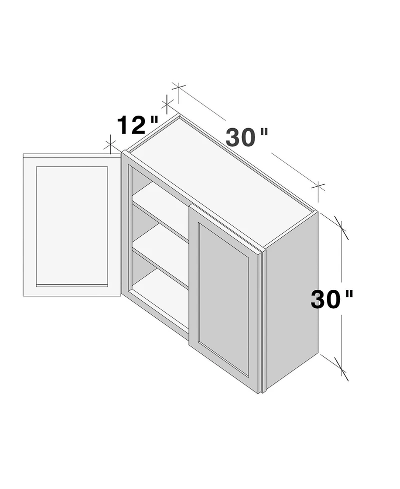 Boyel Living W30" Dove Wall Cabinet with Full Overlay Hdf Door for Custom Kitchen or Bathroom
