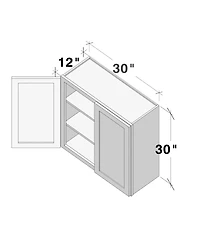 Boyel Living W30" Dove Wall Cabinet with Full Overlay Hdf Door for Custom Kitchen or Bathroom