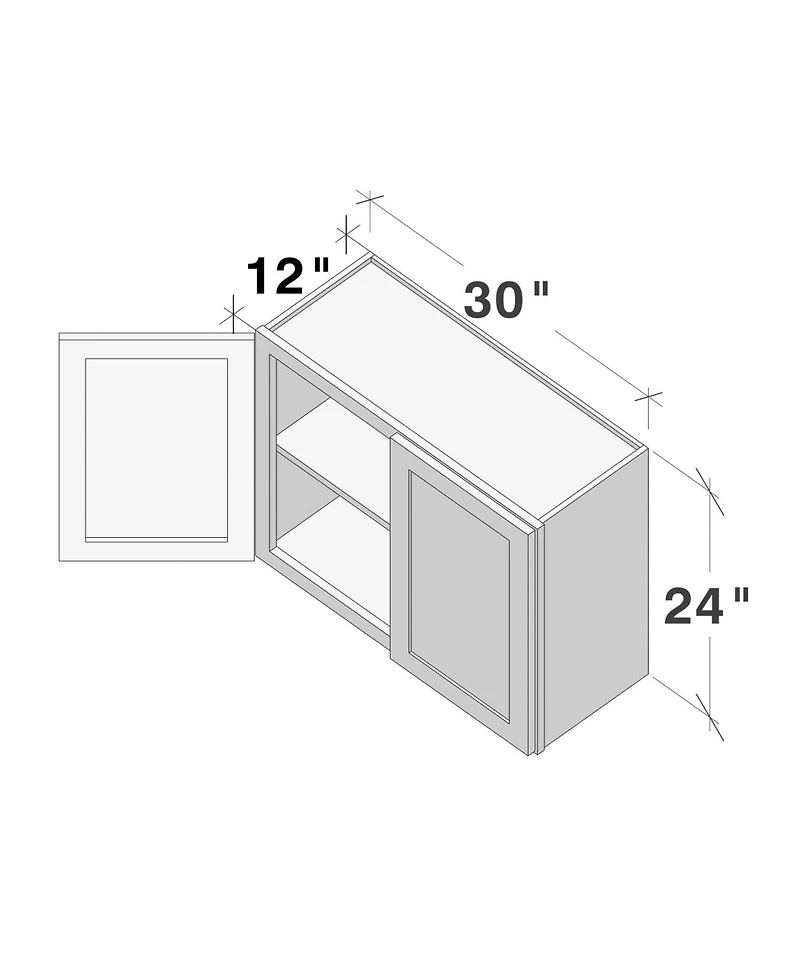 Boyel Living W30" Dove Wall Cabinet with Full Overlay Hdf Door for Custom Kitchen or Bathroom