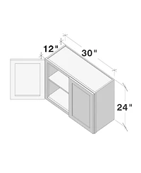 Boyel Living W30" Dove Wall Cabinet with Full Overlay Hdf Door for Custom Kitchen or Bathroom