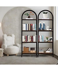 gaomon -Tier Modern Arched Bookshelf with Metal Frame