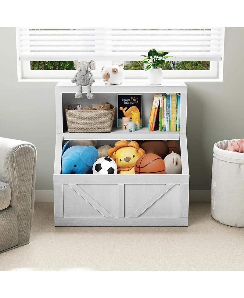 gaomon 2-Tier Kids Bookshelf and Toy Storage Organizer, Toddler Bookcase with Cabinet for Playroom and Bedroom