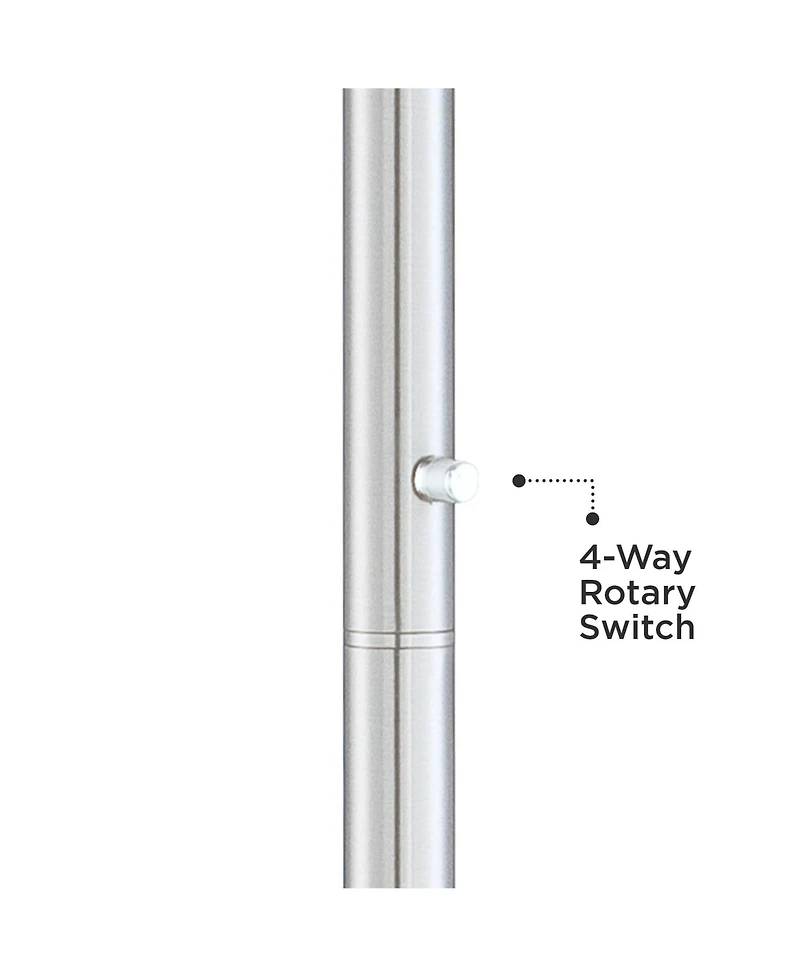 Possini Euro Design Meridian Modern 72" Tall Floor Lamp Brushed Nickel Metal Light Blaster Led Black Drum Shade for Living Room Bedroom