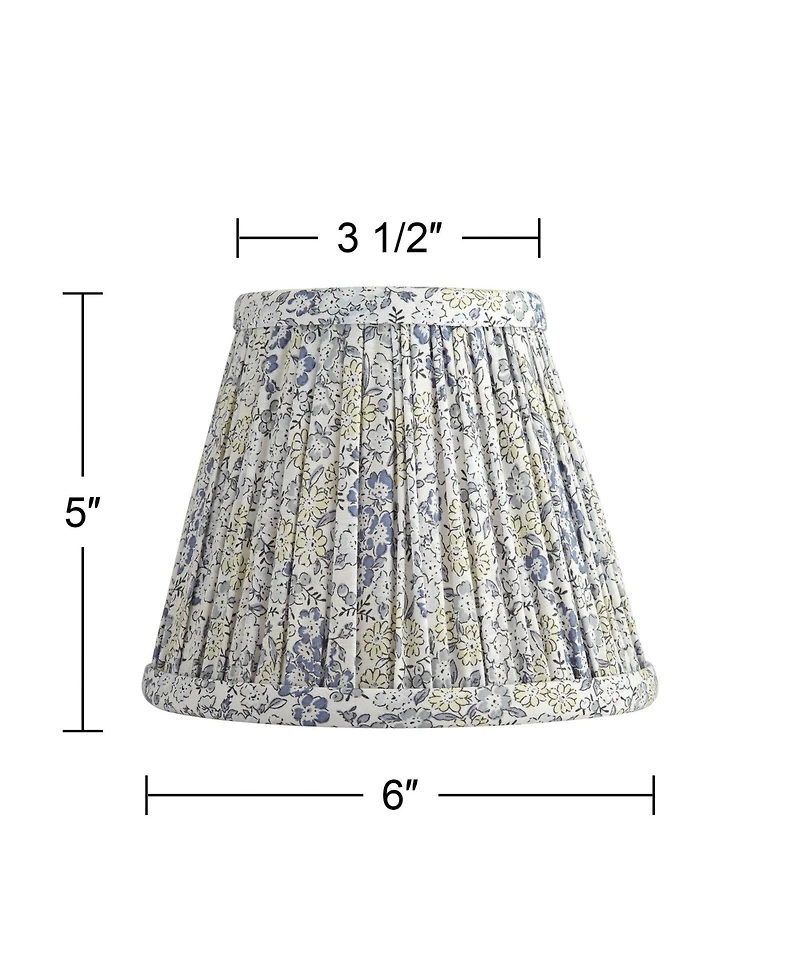 Springcrest Nelle 3 1/2" Top x 6" Bottom x 5" High x 5" Slant Print Lamp Shade Replacement Set of Pleated Clip On Candelabra