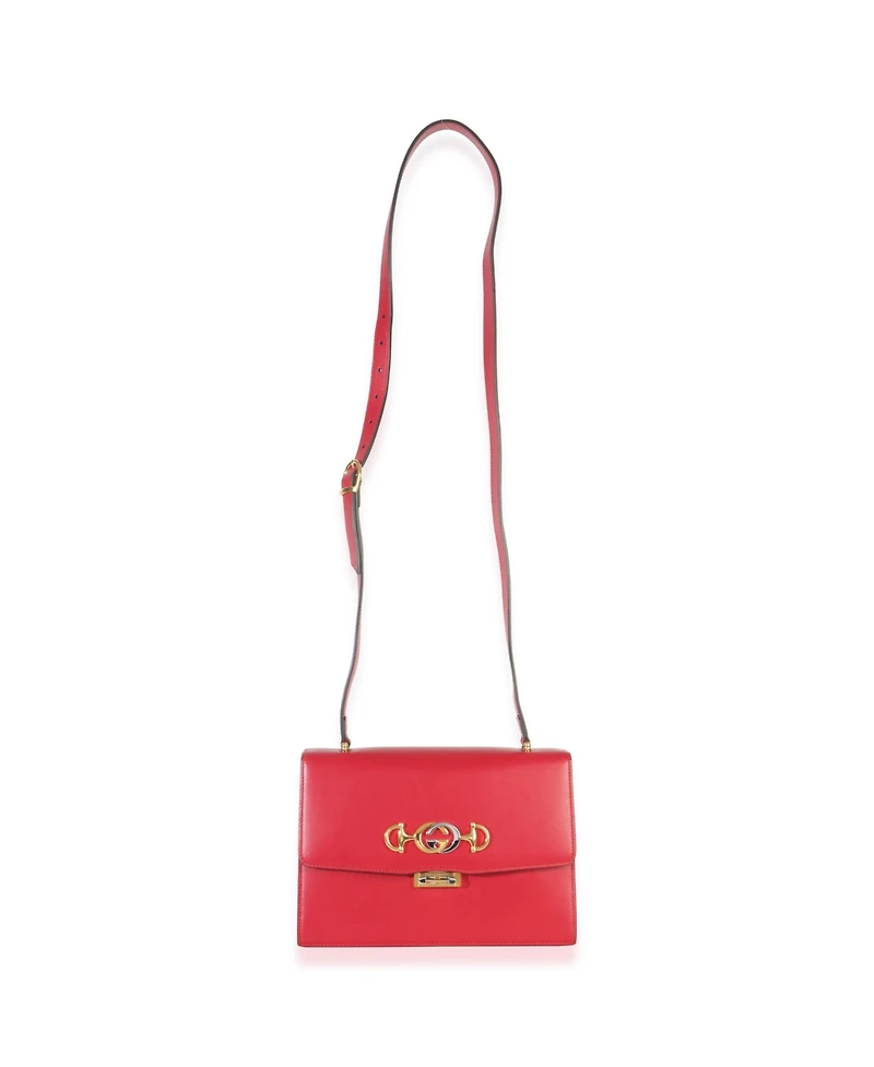 Pre-Owned Gucci Red Smooth Calfskin Small Zumi Shoulder Flap Bag