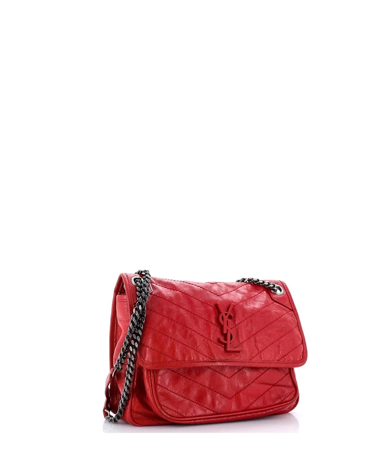 Pre-Owned Saint Laurent Medium Niki Chain Flap Bag Matelasse Chevron Leather