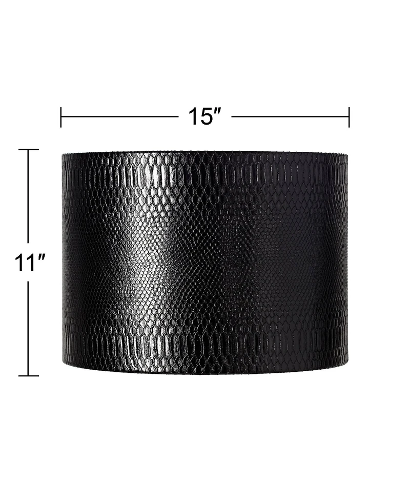 Springcrest Set of 2 Drum Print Lamp Shades Medium 15" Top x 15" Bottom x 11" Slant Spider Replacement Harp Finial Fitting