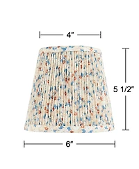 Springcrest 4" Top x 6" Bottom x 5 1/2" High x 5 1/2" Slant Print Lamp Shade Replacement Set of 4 Pleated Clip On