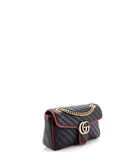 Pre-Owned Gucci Small Gg Marmont Flap Bag Diagonal Quilted Leather