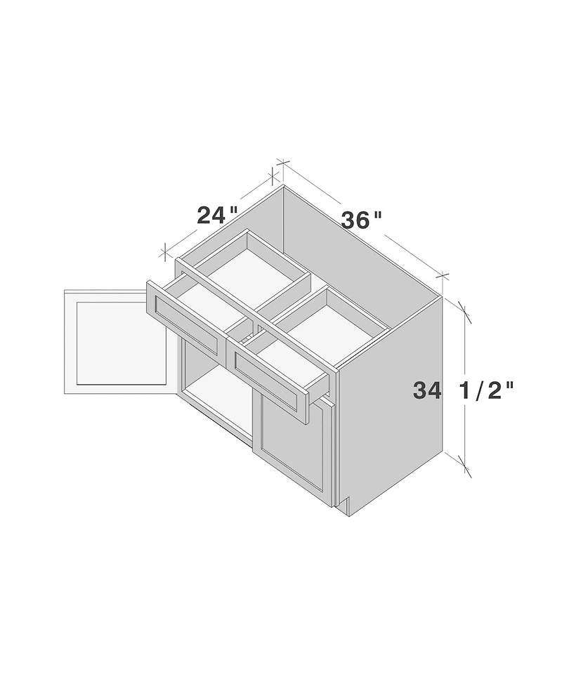 Boyel Living 36" Single Base Cabinet with Full Overlay Hdf Door and Dovetail Drawer