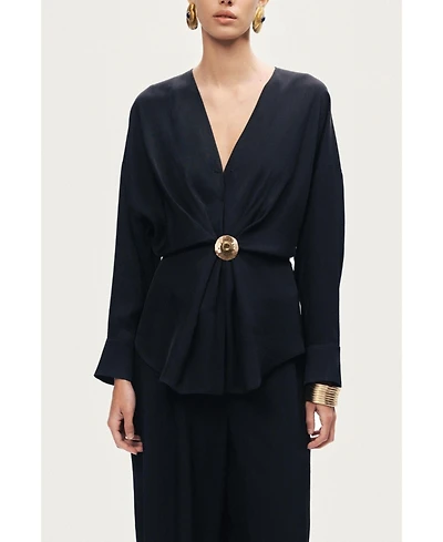 Nocturne Women's Draped Buckle-Detail Shirt