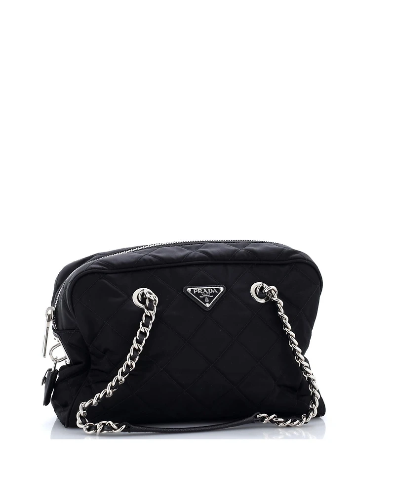 Pre-Owned Prada Medium Chain Shoulder Bag Quilted Tessuto