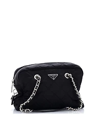 Pre-Owned Prada Medium Chain Shoulder Bag Quilted Tessuto