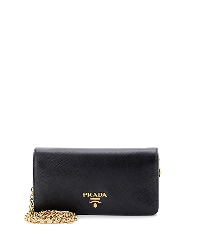 Pre-Owned Prada Mini Wristlet Wallet on Chain Saffiano Leather