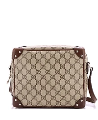 Pre-Owned Gucci Trunk Shoulder Bag Gg Coated Canvas with Studded Leather