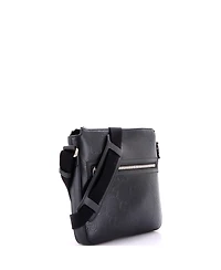 Pre-Owned Gucci Small Front Zip Messenger Gg Embossed Perforated Leather