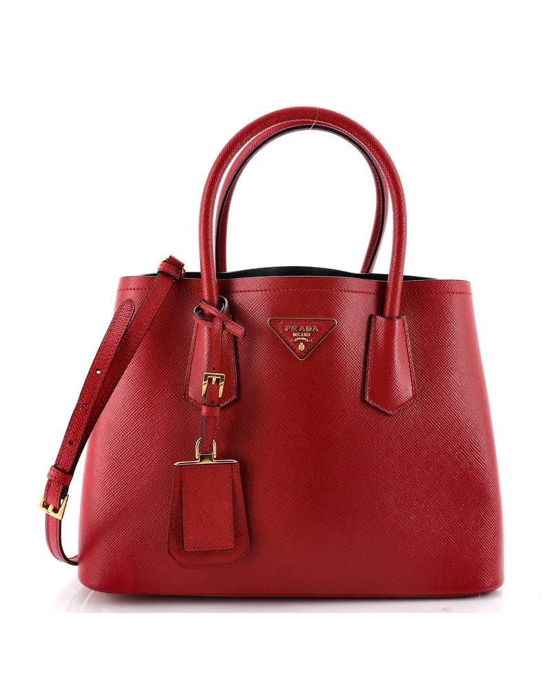 Pre-Owned Prada Medium Cuir Double Tote Saffiano Leather