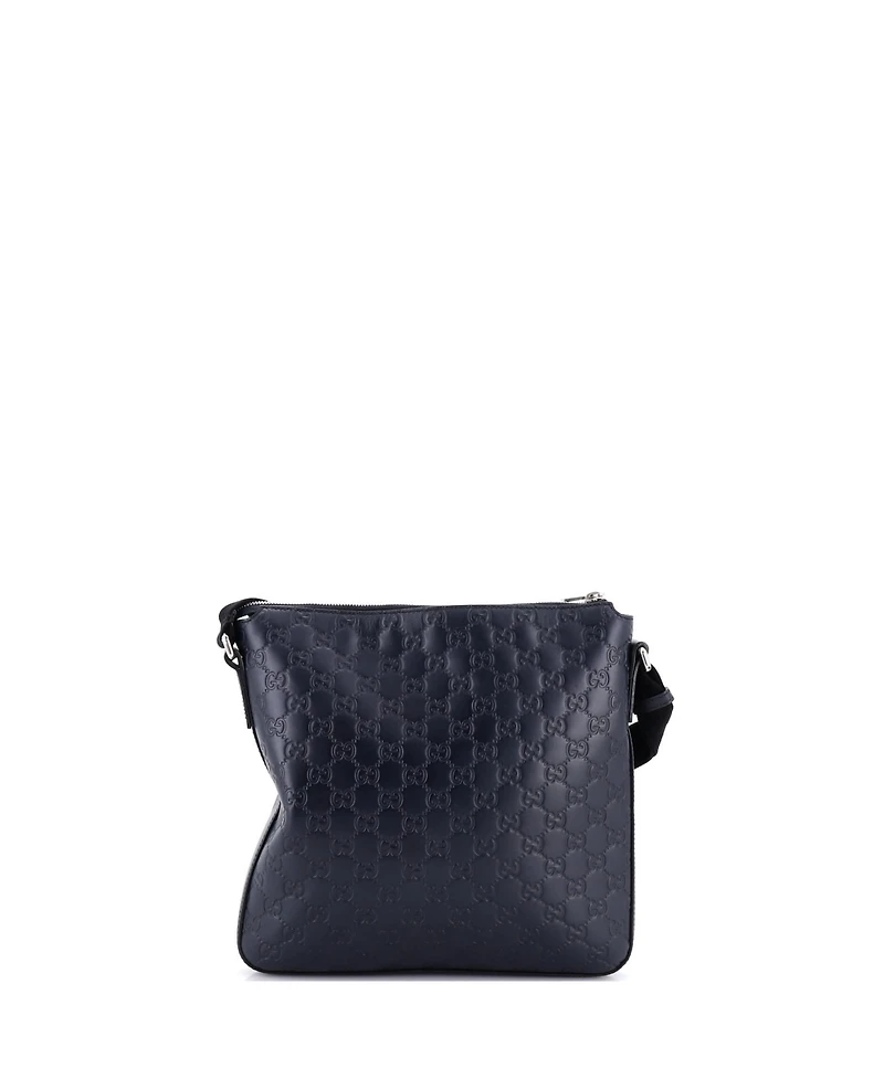 Pre-Owned Gucci Medium Signature Zip Messenger Bag Guccissima Leather