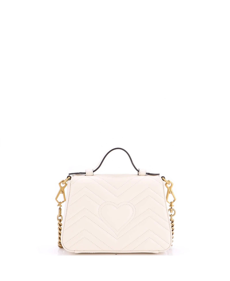 Pre-Owned Gucci Mini Gg Marmont Top Handle Flap Bag Matelasse Leather